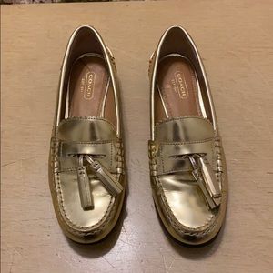 Coach gold penny loafers 7